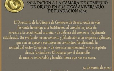 Salutación a la Cámara de Comercio de Oruro