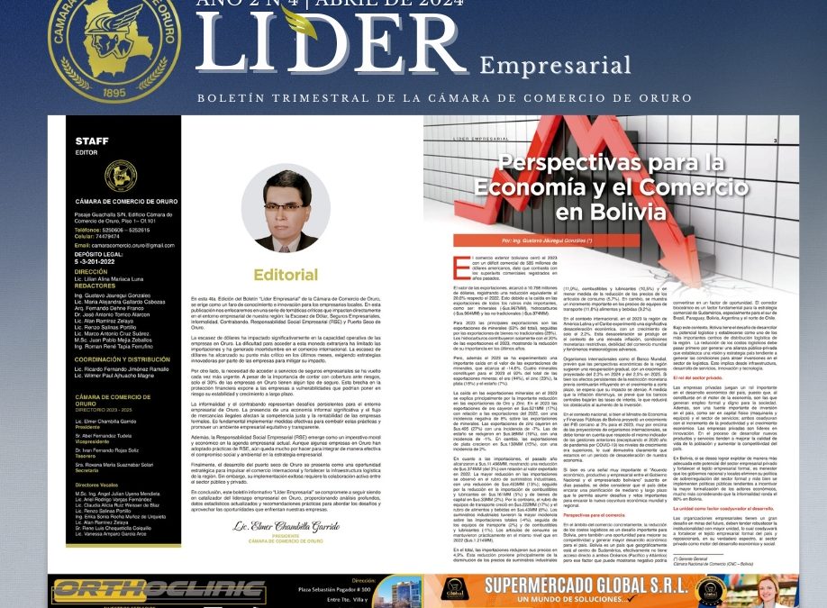 Boletín «Líder Empresarial» 4º Edición de la Cámara de Comercio de Oruro: Promoviendo el Crecimiento y la Innovación Empresarial